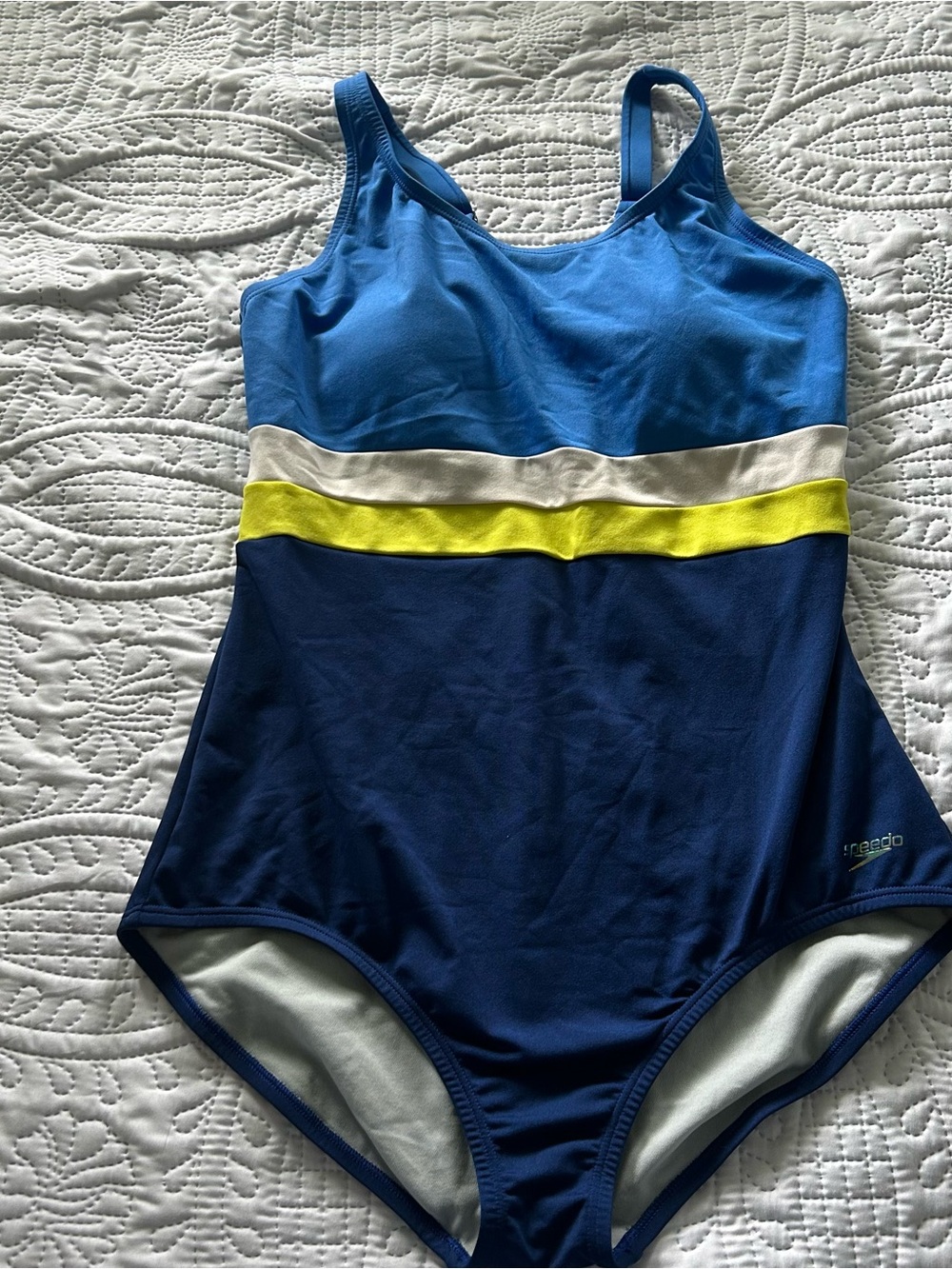 Speedo Blue Navy and Neon One-Piece Swimsuit